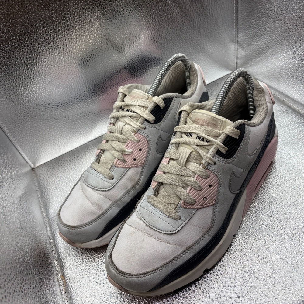 Size 7Y Nike Air Max 90 White Pink Kids Athletic Sneaker Shoes HF6358-104 - Picture 6 of 11